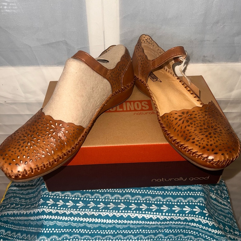 Pikolinos Vallarta 655-1572 Mary Jane Flats Brandy Leather | EU 42 / US 12 | NIB